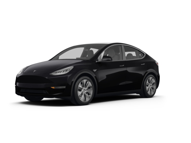 2023 Tesla Model Y Long Range, front three-quarter view, paint 1 of 5