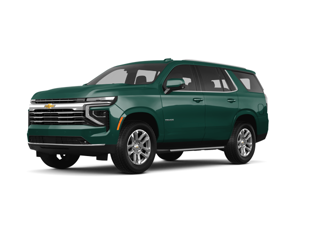 2026 Chevrolet Tahoe LT, front three-quarter view, paint 1 of 8