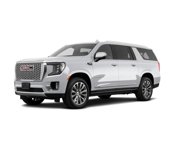 2021 GMC Yukon XL Denali, front three-quarter view, paint 1 of 8
