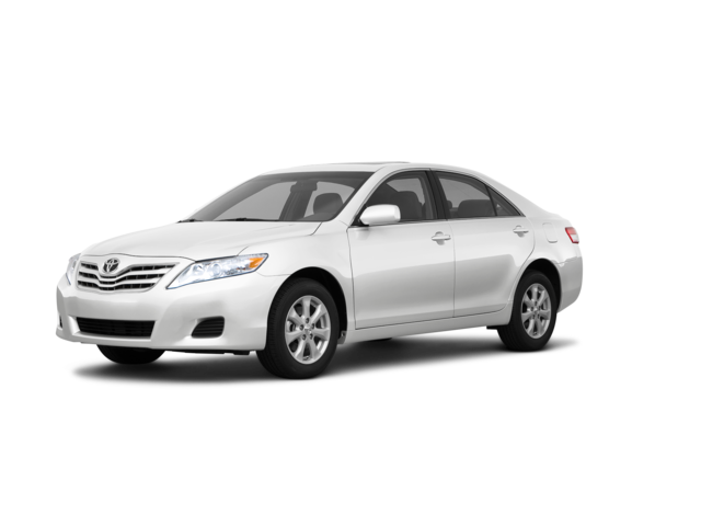 2011 Toyota Camry LE, front three-quarter view, paint 1 of 8