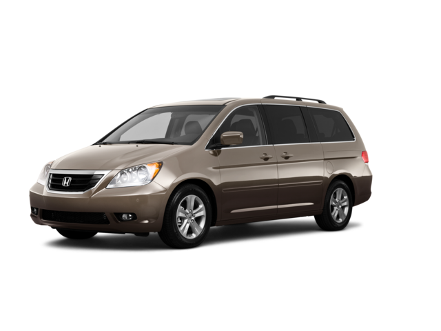 2010 Honda Odyssey Touring, front three-quarter view, paint 1 of 8