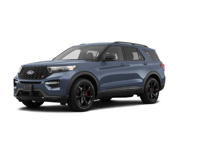 2021 Ford Explorer ST, front three-quarter view, paint 1 of 8