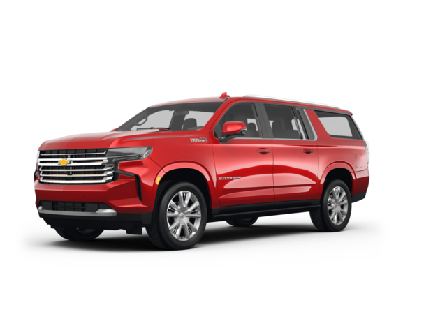 2024 Chevrolet Suburban High Country, front three-quarter view, paint 1 of 8
