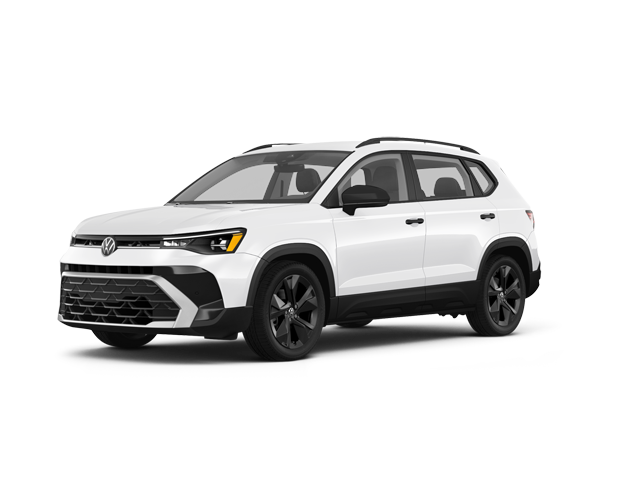 2025 Volkswagen Taos SE Black, front three-quarter view, paint 1 of 8