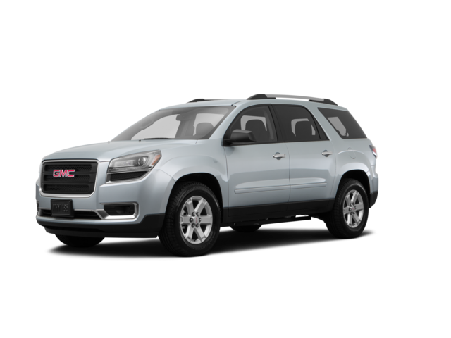 2015 GMC Acadia Denali, front three-quarter view, paint 1 of 8