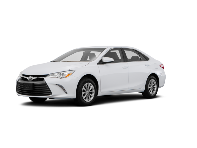 2017 Toyota Camry LE, front three-quarter view, paint 1 of 8