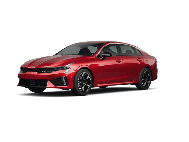 2025 Kia K5 GT-Line, front three-quarter view, paint 1 of 7