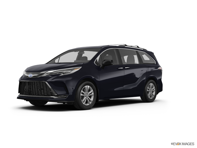 2024 Toyota Sienna van in Midnight Black Metallic Color, Front Side View