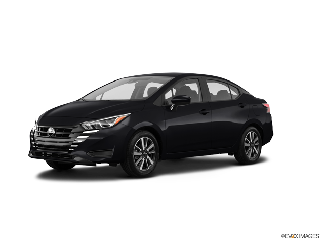 2025 Nissan Versa sedan in Super Black Color, Front Side View
