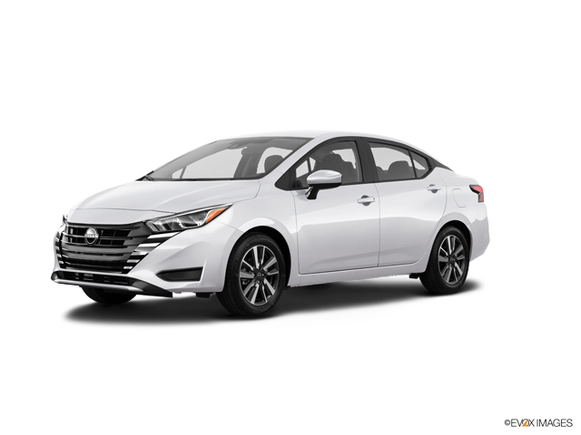 2025 Nissan Versa sedan in Aspen White Tricoat Color, Front Side View