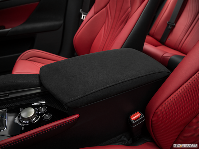 2017 Lexus GS F | Front center console with closed lid, from driver’s side looking down