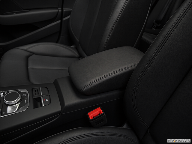 2018 Audi A3 | Front center console with closed lid, from driver’s side looking down