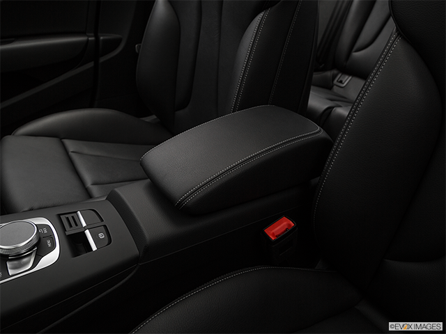 2018 Audi S3 | Front center console with closed lid, from driver’s side looking down