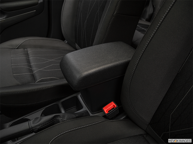 2018 Ford EcoSport | Front center console with closed lid, from driver’s side looking down