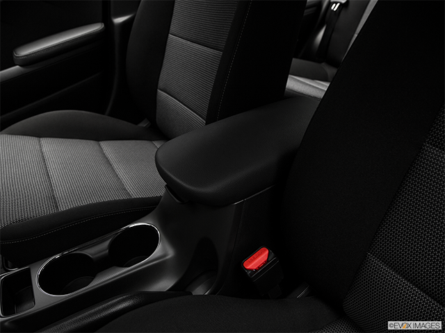 2018 Kia Forte | Front center console with closed lid, from driver’s side looking down