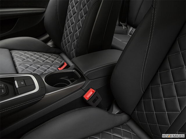 2018 Audi TTS | Front center console with closed lid, from driver’s side looking down