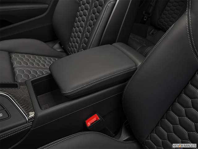 2018 Audi RS5 | Front center console with closed lid, from driver’s side looking down