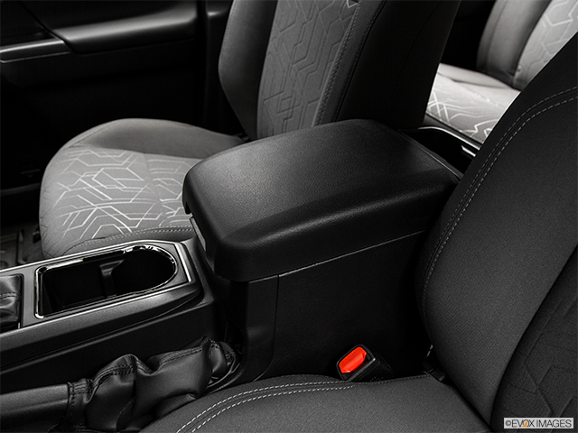 2018 Toyota Tacoma | Front center console with closed lid, from driver’s side looking down