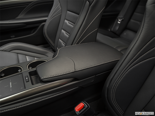 2018 Lexus RC 350 | Front center console with closed lid, from driver’s side looking down