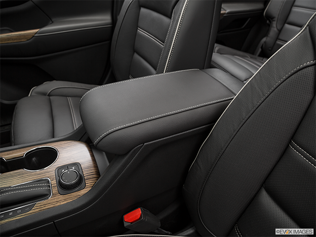 2019 GMC Acadia | Front center console with closed lid, from driver’s side looking down