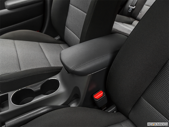 2021 Kia Forte 5-Door | Front center console with closed lid, from driver’s side looking down