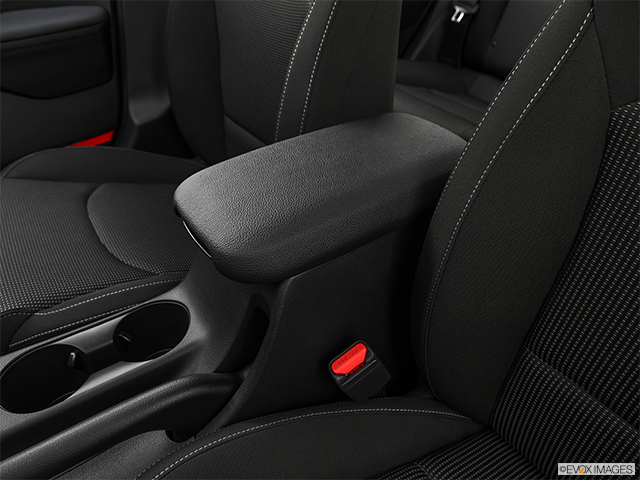 2019 Kia Forte | Front center console with closed lid, from driver’s side looking down