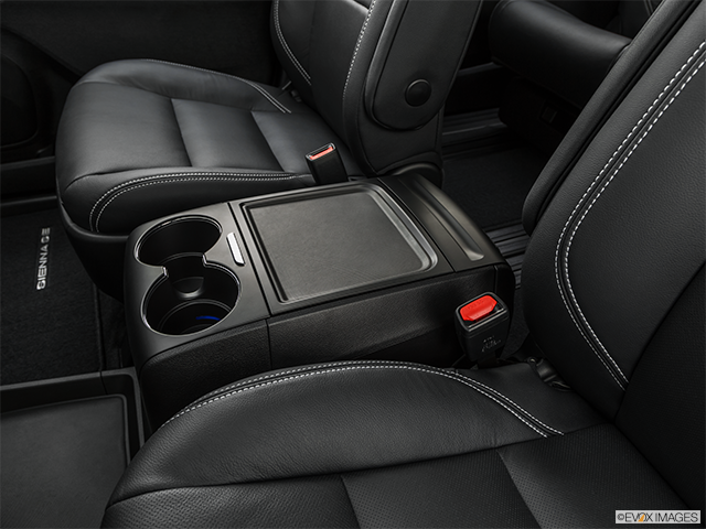 2019 Toyota Sienna | Front center console with closed lid, from driver’s side looking down