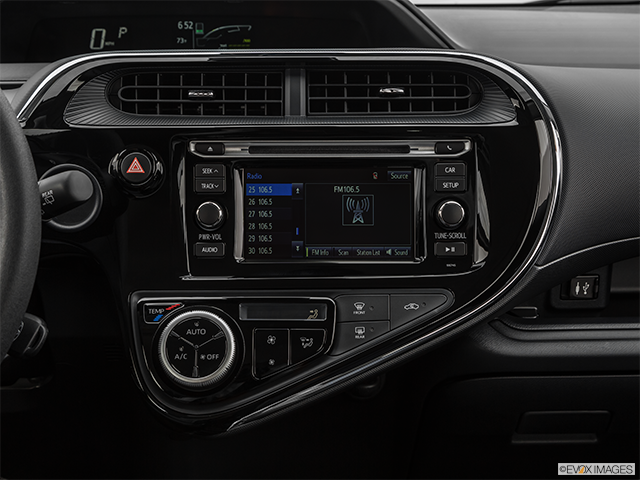 2019 Toyota Prius c | Closeup of radio head unit