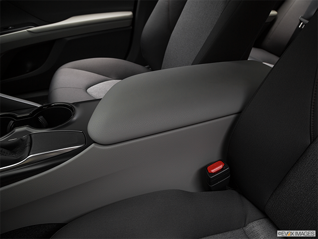 2019 Toyota Camry | Front center console with closed lid, from driver’s side looking down