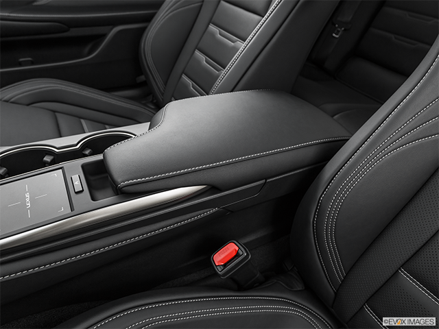 2019 Lexus RC 300 | Front center console with closed lid, from driver’s side looking down