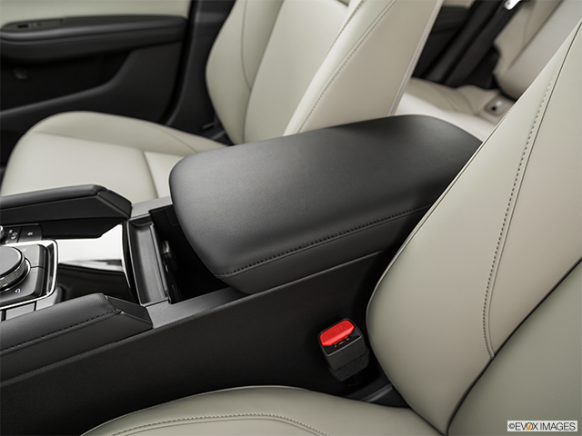 2019 Mazda MAZDA3 | Front center console with closed lid, from driver’s side looking down