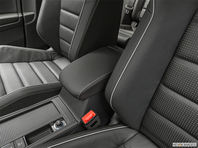 2019 Volkswagen Golf R | Front center console with closed lid, from driver’s side looking down