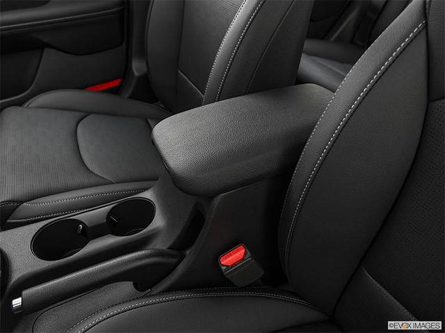 2019 Kia Forte | Front center console with closed lid, from driver’s side looking down
