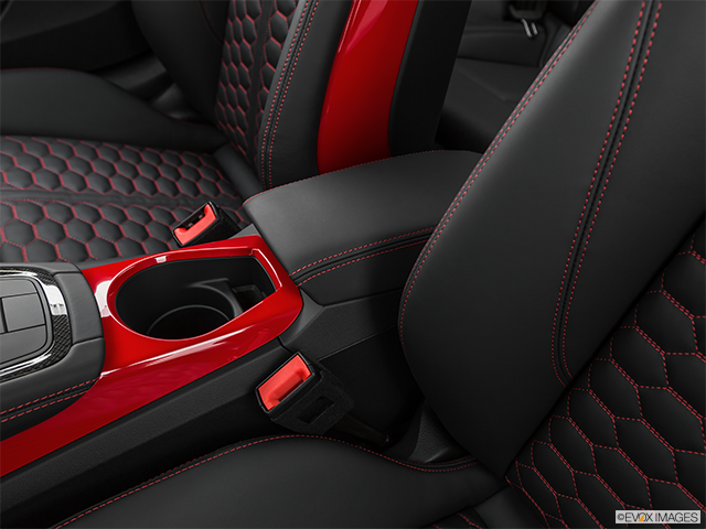 2019 Audi TT RS | Front center console with closed lid, from driver’s side looking down