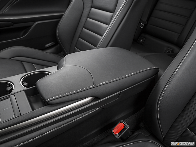 2015 Lexus RC 350 | Front center console with closed lid, from driver’s side looking down