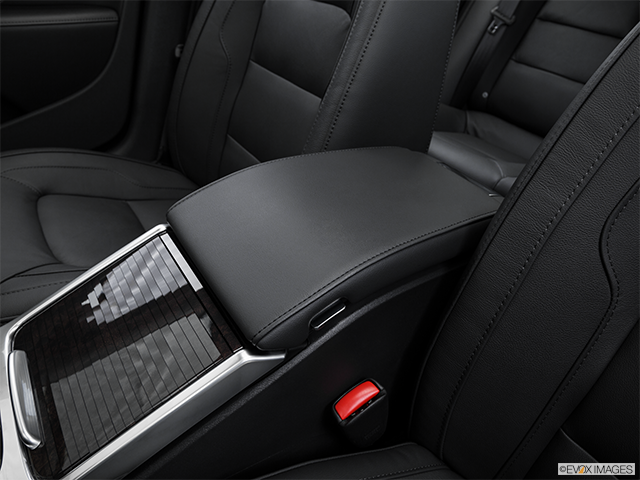 2016 Volvo S80 | Front center console with closed lid, from driver’s side looking down