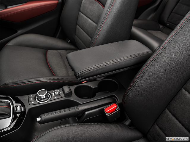 2016 Mazda CX-3 | Front center console with closed lid, from driver’s side looking down