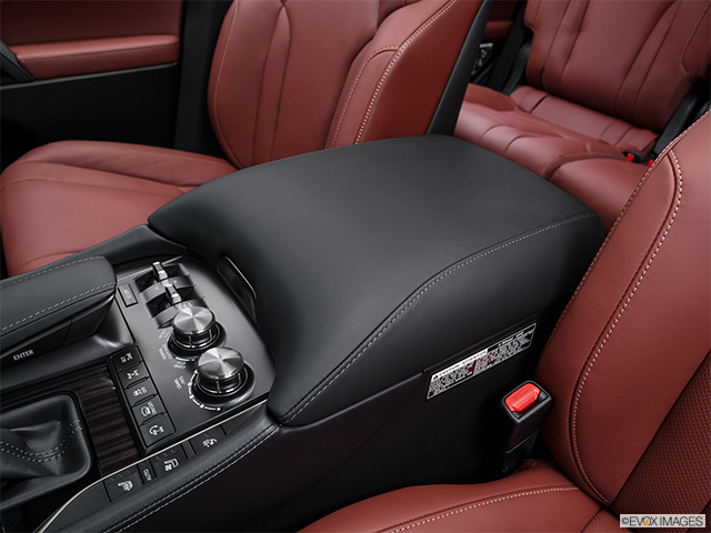 2016 Lexus LX 570 | Front center console with closed lid, from driver’s side looking down
