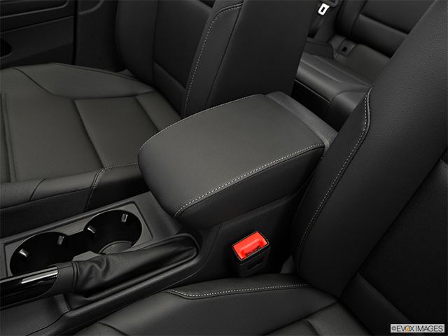 2016 Volkswagen Golf Sportwagon | Front center console with closed lid, from driver’s side looking down