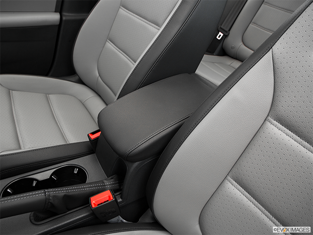 2016 Volkswagen Jetta Turbocharged Hybrid | Front center console with closed lid, from driver’s side looking down