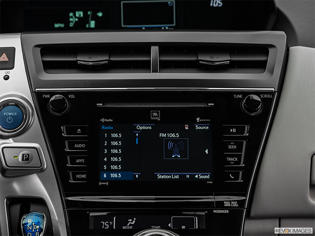 2018 Toyota Prius v | Closeup of radio head unit