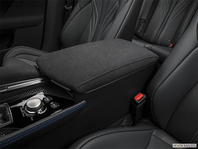 2016 Lexus GS F | Front center console with closed lid, from driver’s side looking down