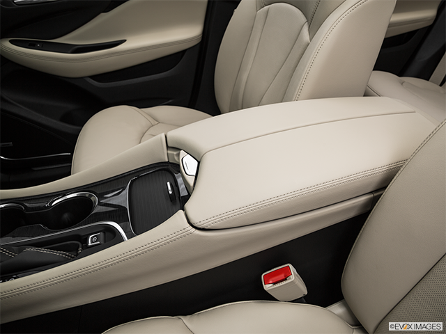 2016 Buick Envision | Front center console with closed lid, from driver’s side looking down
