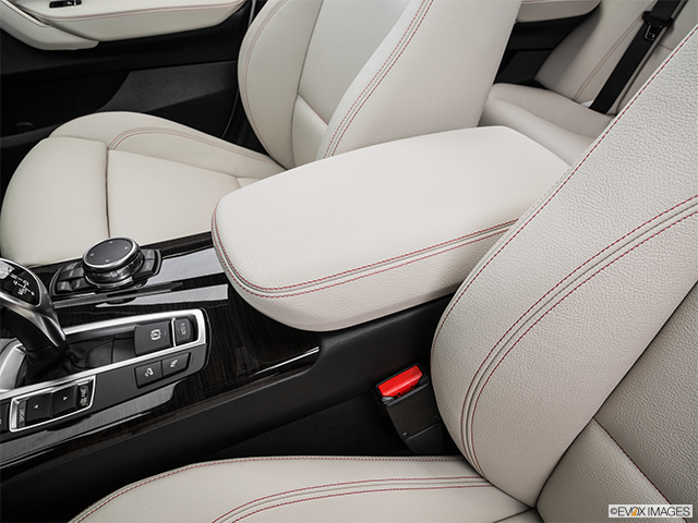 2017 BMW X4 | Front center console with closed lid, from driver’s side looking down
