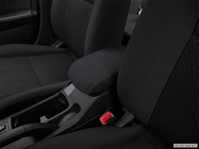 2017 Mitsubishi Lancer | Front center console with closed lid, from driver’s side looking down