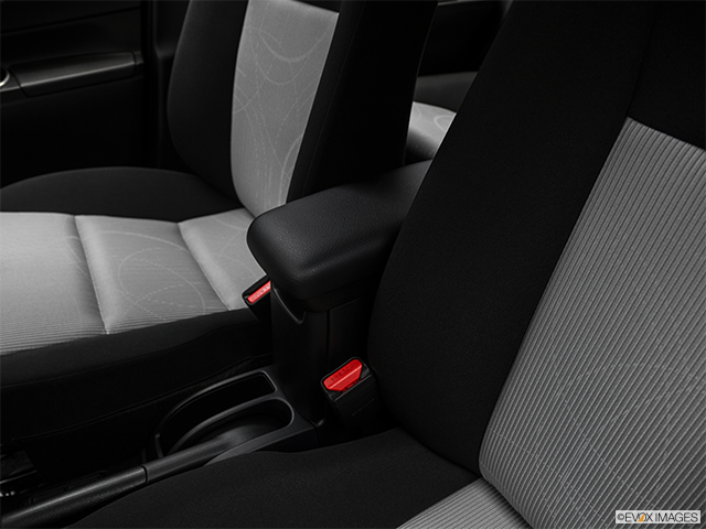 2017 Toyota Prius c | Front center console with closed lid, from driver’s side looking down