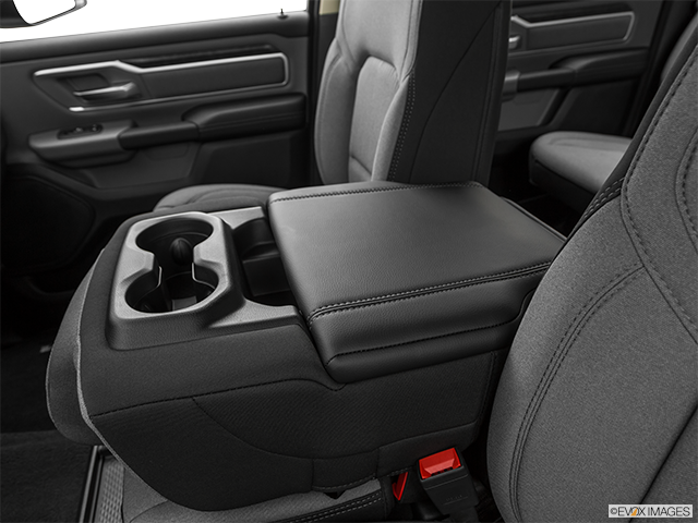 2020 Ram 1500 | Front center console with closed lid, from driver’s side looking down