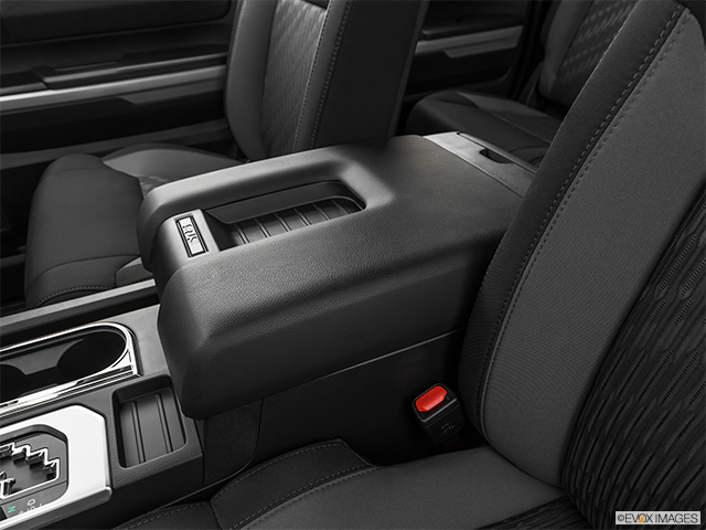 2023 Toyota Tundra | Front center console with closed lid, from driver’s side looking down