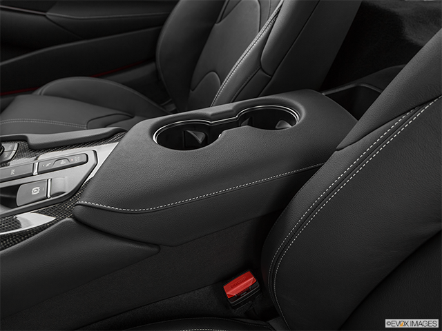 2022 Toyota GR Supra | Front center console with closed lid, from driver’s side looking down