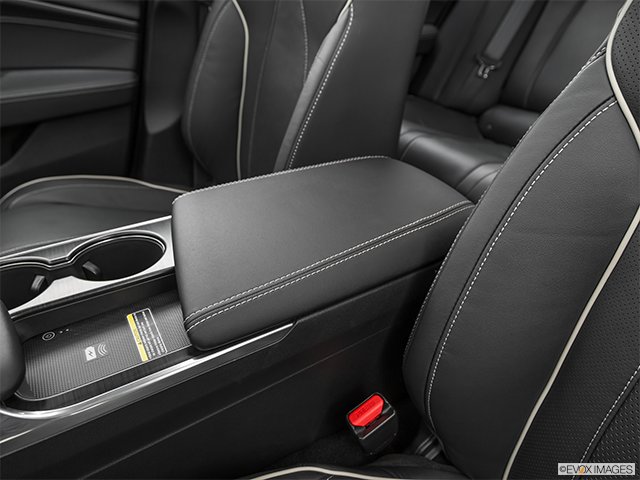 2023 Acura TLX | Front center console with closed lid, from driver’s side looking down